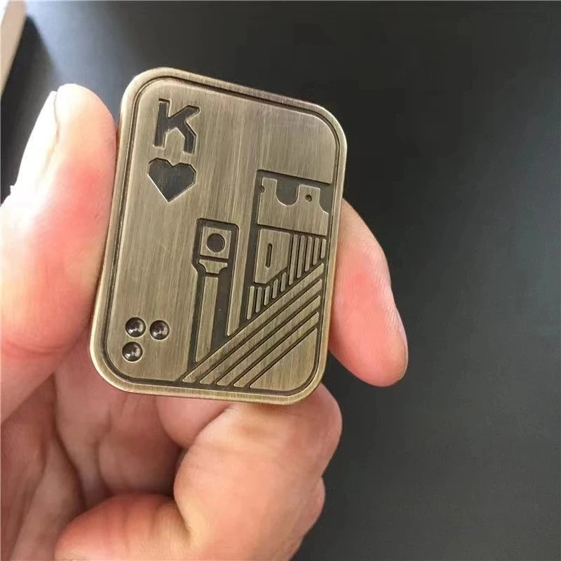 Metal Play Cards and Skull Push Slider EDC Fidget Toy