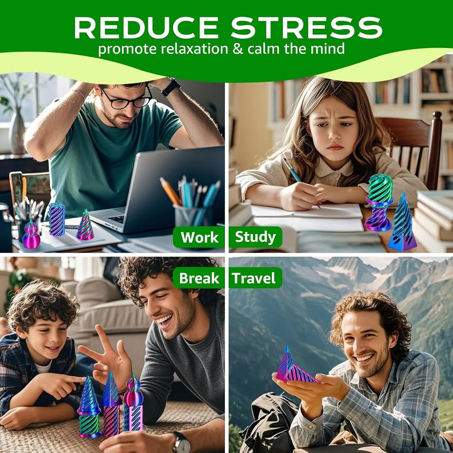 6 Pack Spiral Cone Fidget Toys