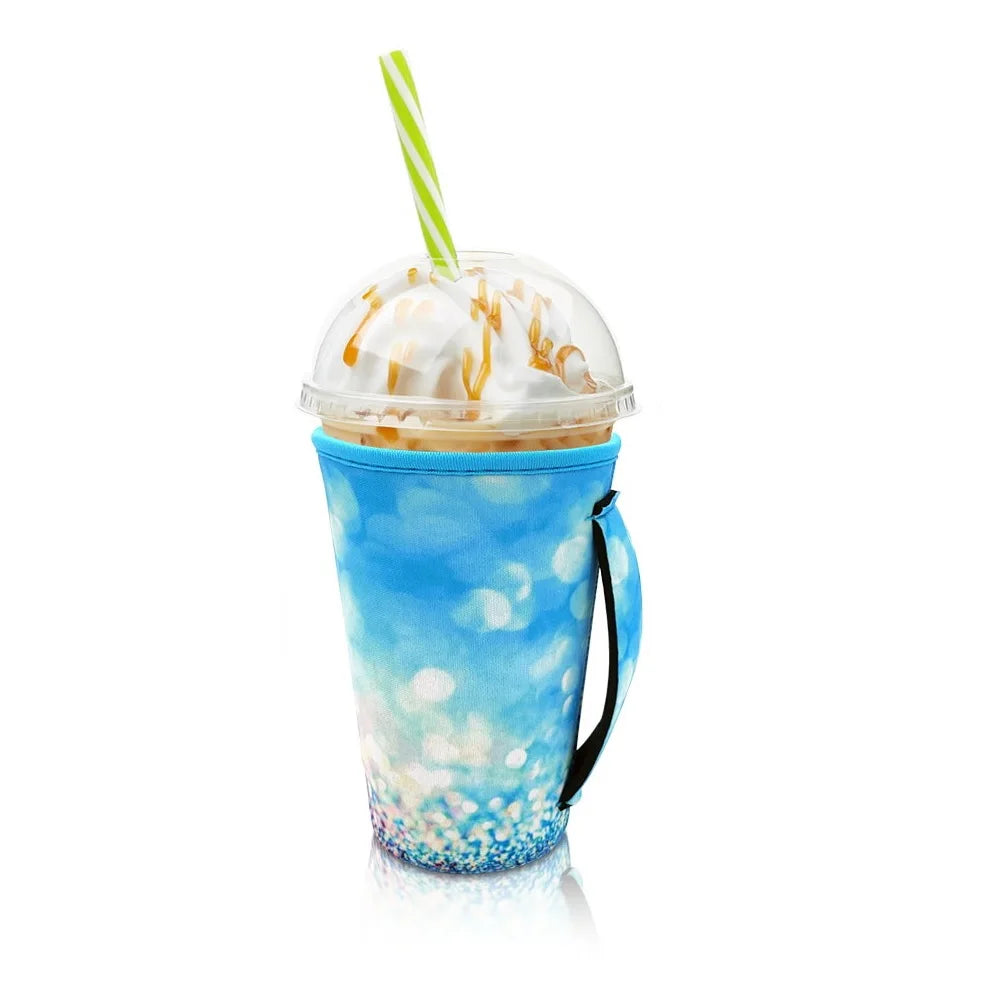 Neoprene Iced Coffee Sleeve with Handle – Fits 30–32oz Cups