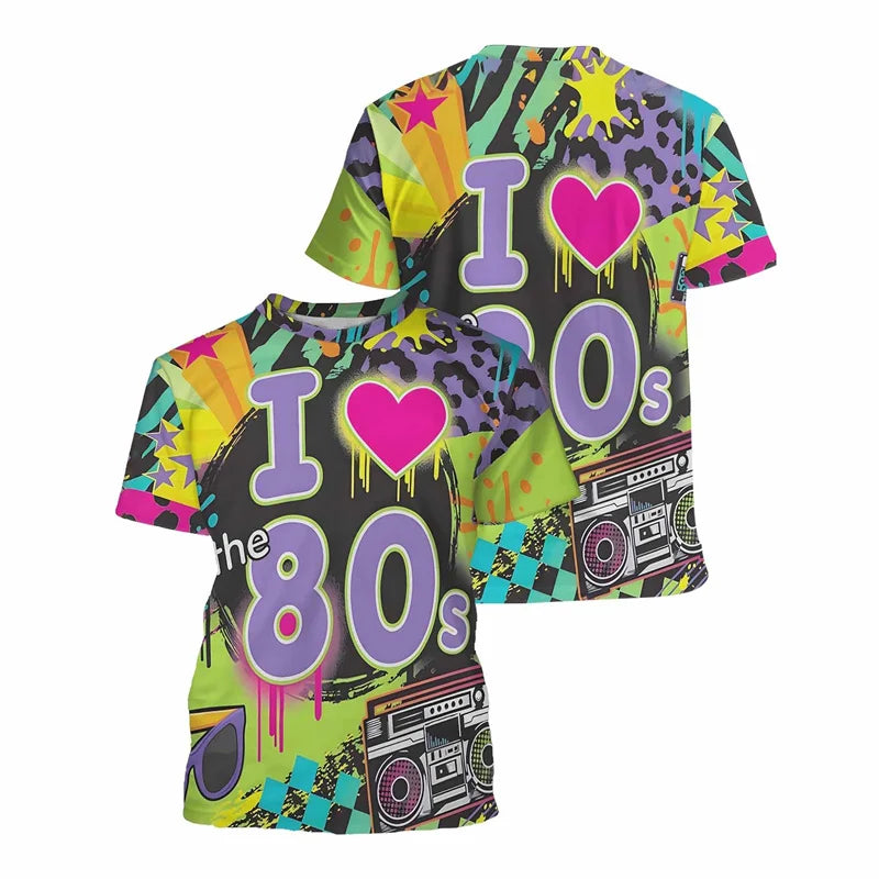 Retro 3D Print Hip Hop Streetwear Tee