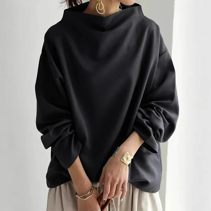 Women's Loose Turtleneck Long Sleeve Top