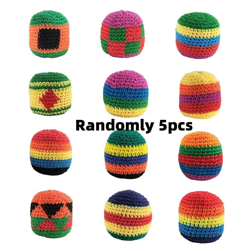 2026 Hot Pcs Hand-made Knitted Hacky Bags Set,  Footbag Sack，ssuitable for Children's Group Activities, with Strong Durability.