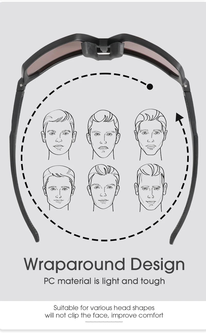 Photochromic Cycling Sunglasses — UV400 Protection, TR-90 Frame, Unisex Sports Eyewear
