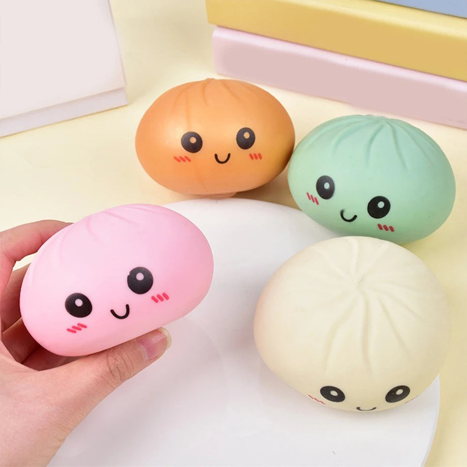 Giant Squishy Dumpling Stress Toy — Soft TPR with Bamboo Steamer