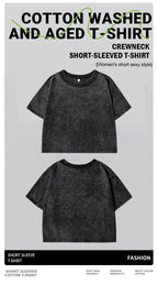 Women's Vintage Washed Crop T-Shirt – Soft 100% Cotton Streetwear Tee