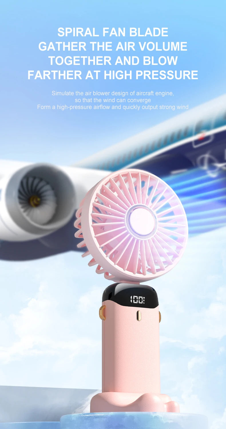 Portable Neck Fan with Phone Stand & LED Display