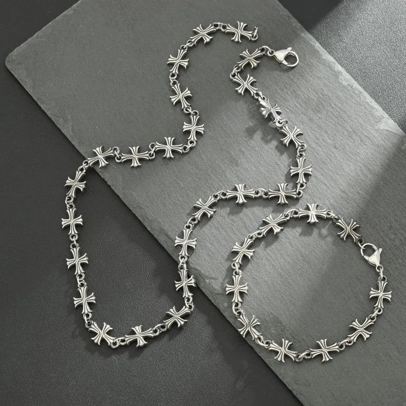 Punk Chain with Cross Necklace