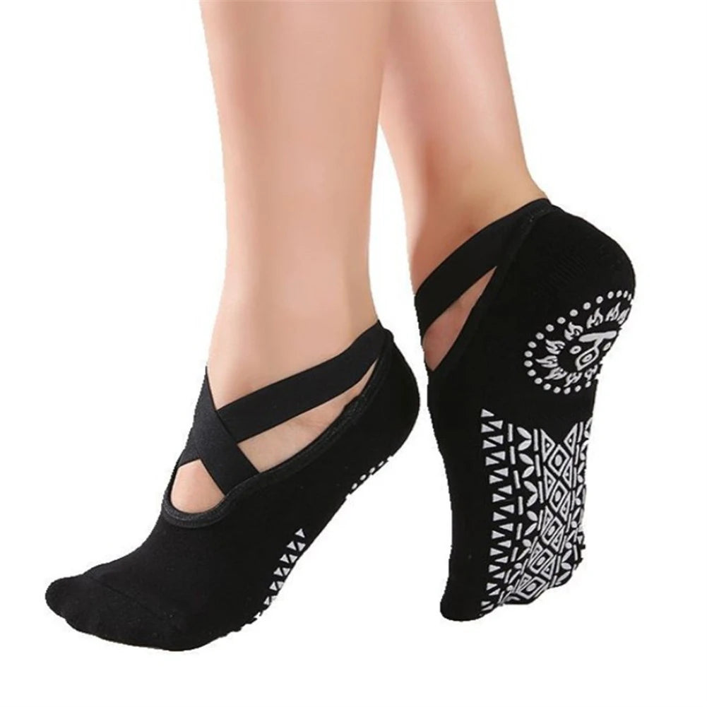 Women's Non-Slip Yoga & Pilates Grip Socks – Cotton Anti-Slip Barre Socks