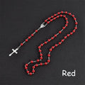 Vintage Cross Necklace Rosary Beads Chain