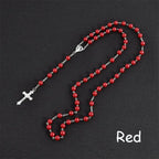 Vintage Cross Necklace Rosary Beads Chain