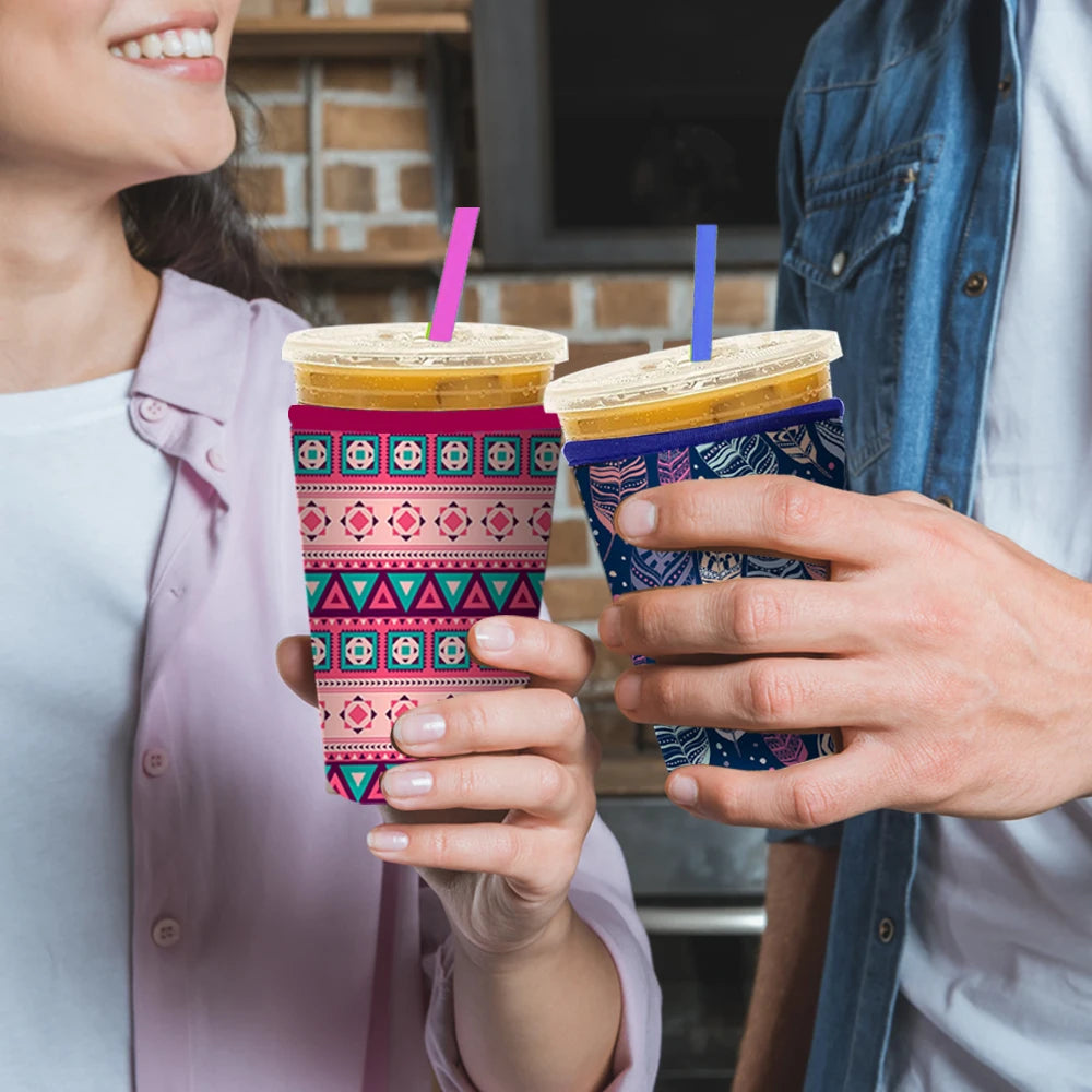 Reusable Neoprene Iced Coffee Sleeve – Fits 16–32oz Cups | 8 Fun Patterns