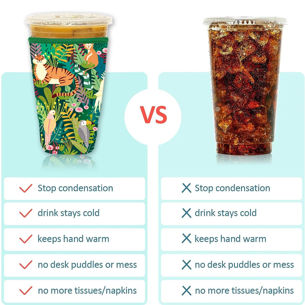 Reusable Neoprene Iced Coffee Sleeve – Fits 16–32oz Cups | 8 Fun Patterns