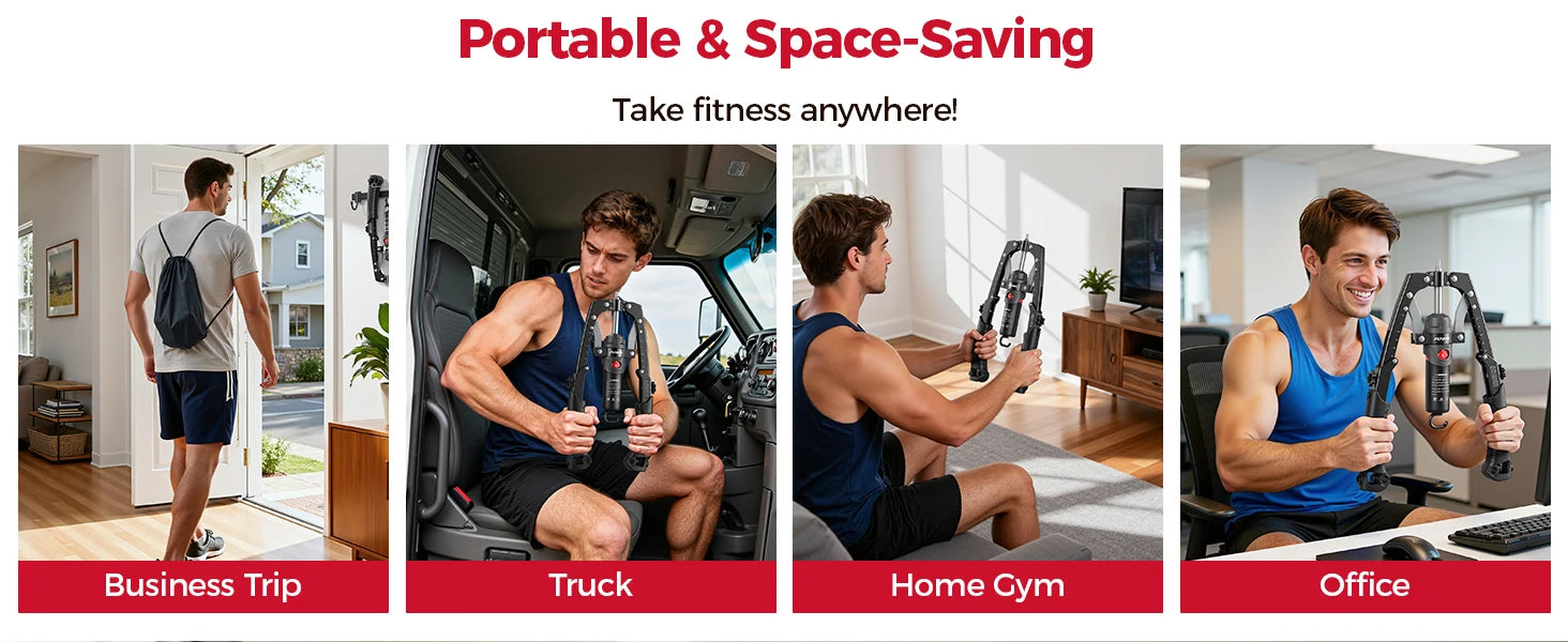 2-in-1 Hydraulic Arm Trainer & Ab Roller — 15-Level Adjustable Resistance, Full-Body Home Gym Kit