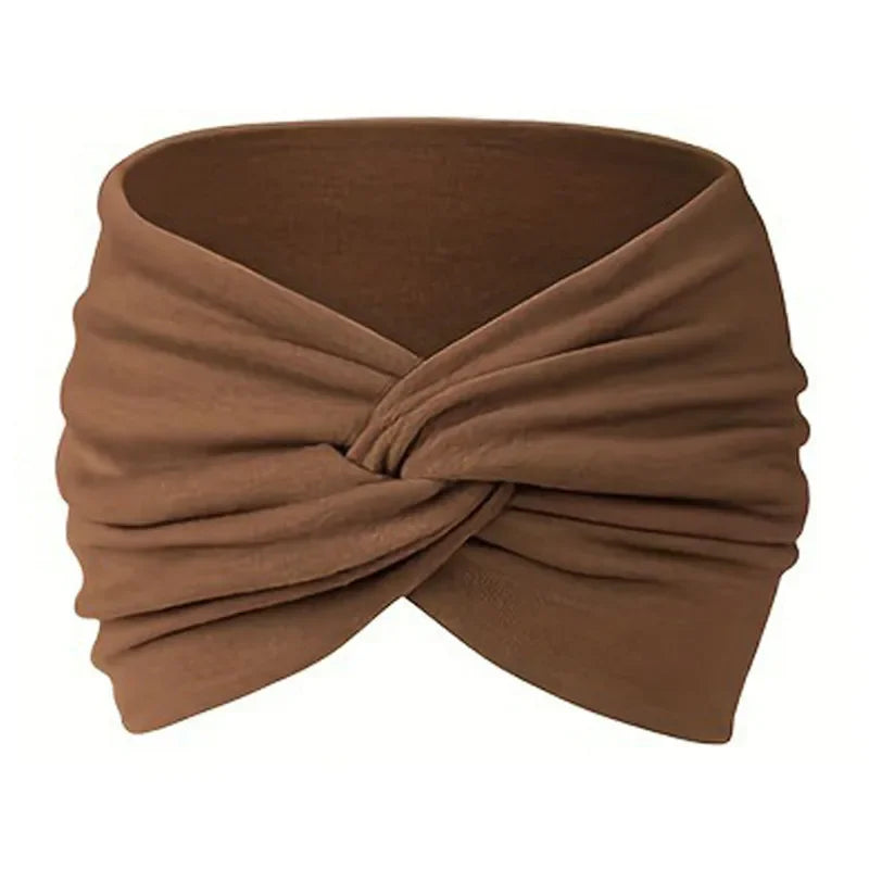 Women's Wide Twist Turban Headband — Non-Slip Sport Sweatband | African-Inspired Hair Wrap | 8 Colors