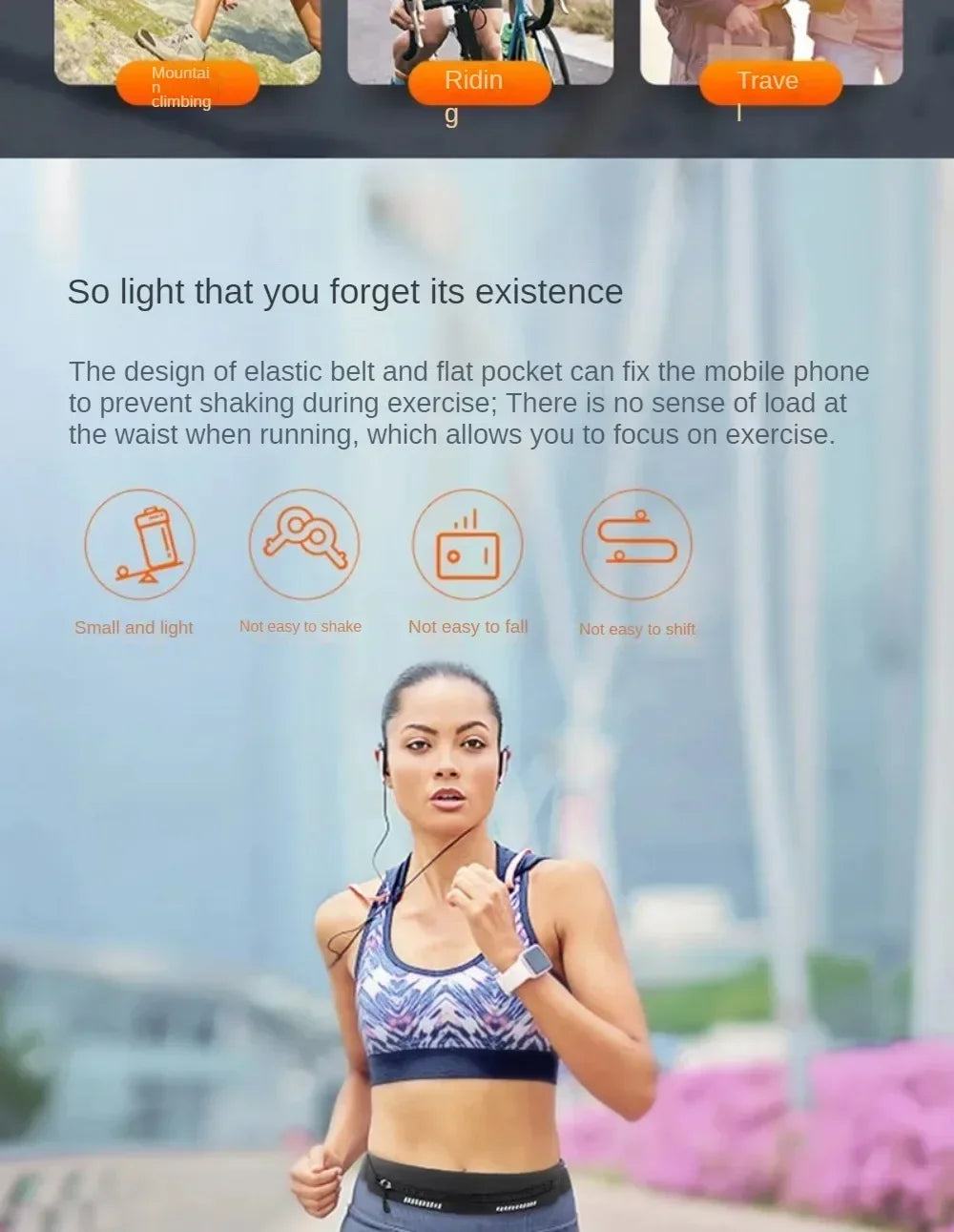 Running Belt with Phone Holder — Waterproof Sports Waist Pack with Reflective Strips