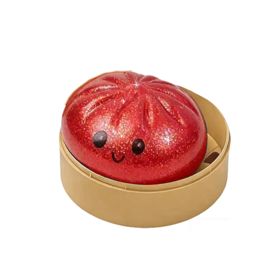 Giant Squishy Dumpling Stress Toy — Soft TPR with Bamboo Steamer