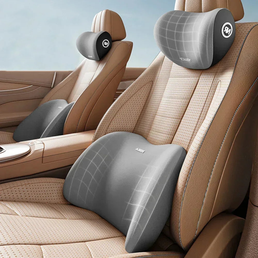 Ergonomic Memory Foam Car Seat & Lumbar Cushion Set