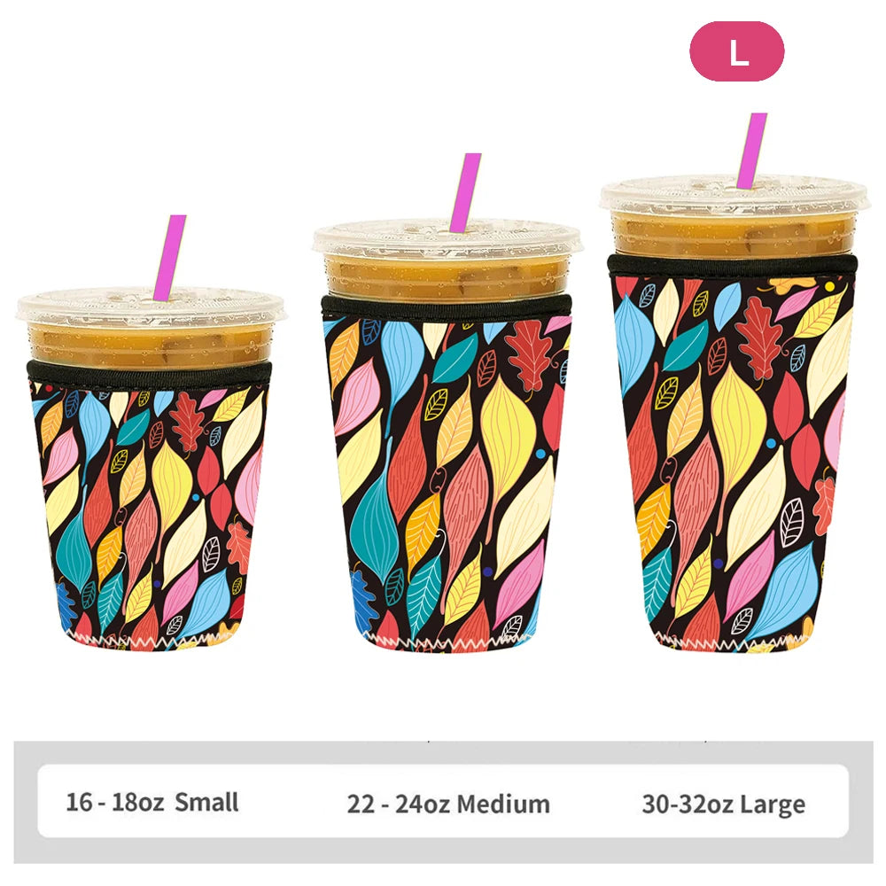 Reusable Neoprene Iced Coffee Sleeve – Fits 16–32oz Cups | 8 Fun Patterns