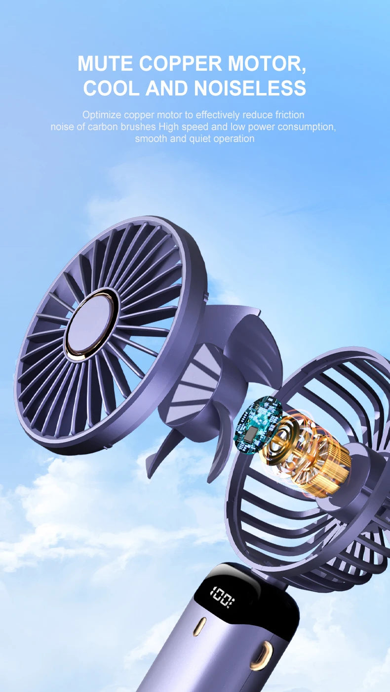 Portable Neck Fan with Phone Stand & LED Display
