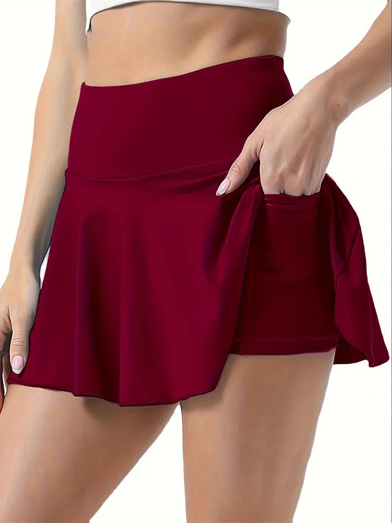 Women's High Waist Pleated Skirt with Inner Pocket