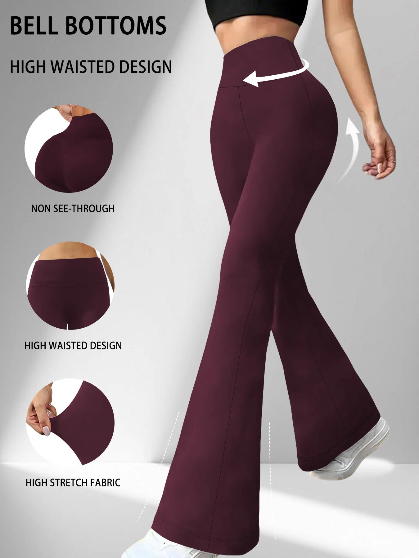 Women's High Waist Flare Leggings | Tummy Control Bell Bottom Yoga Pants