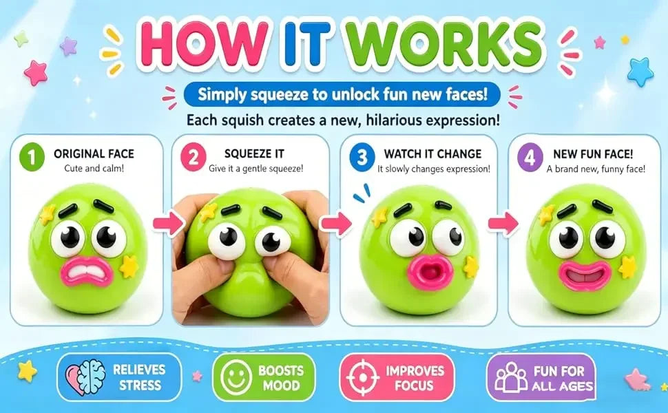 NEW Squishy Dog Face Toy — Slow Rise Stress Relief Squeeze Ball