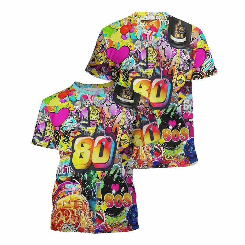 Retro 3D Print Hip Hop Streetwear Tee