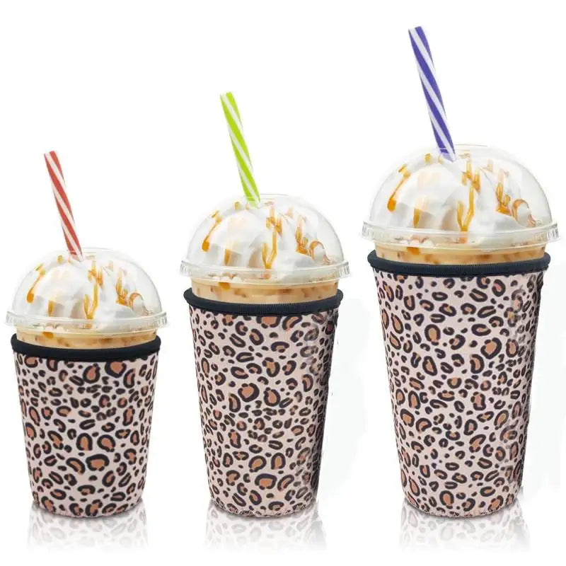 Leopard Print Cup Sleeve Set (3-Pack) – Insulated Neoprene Sleeve for Coffee Cups & Water Bottles
