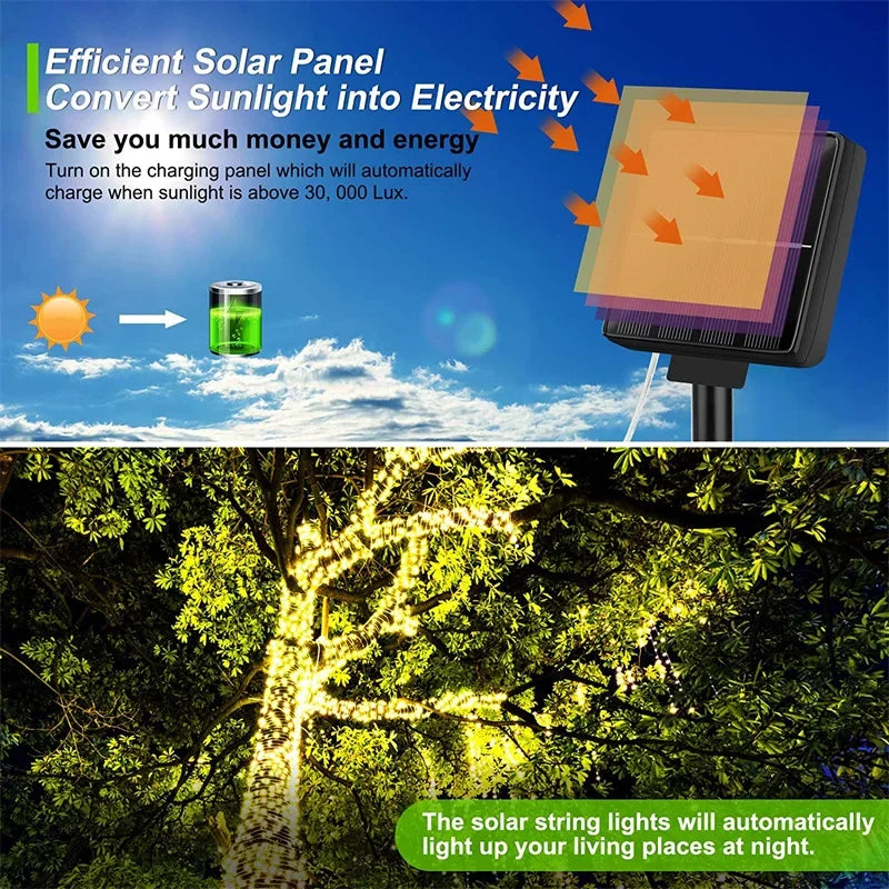 LED Solar String Fairy Lights Outdoor