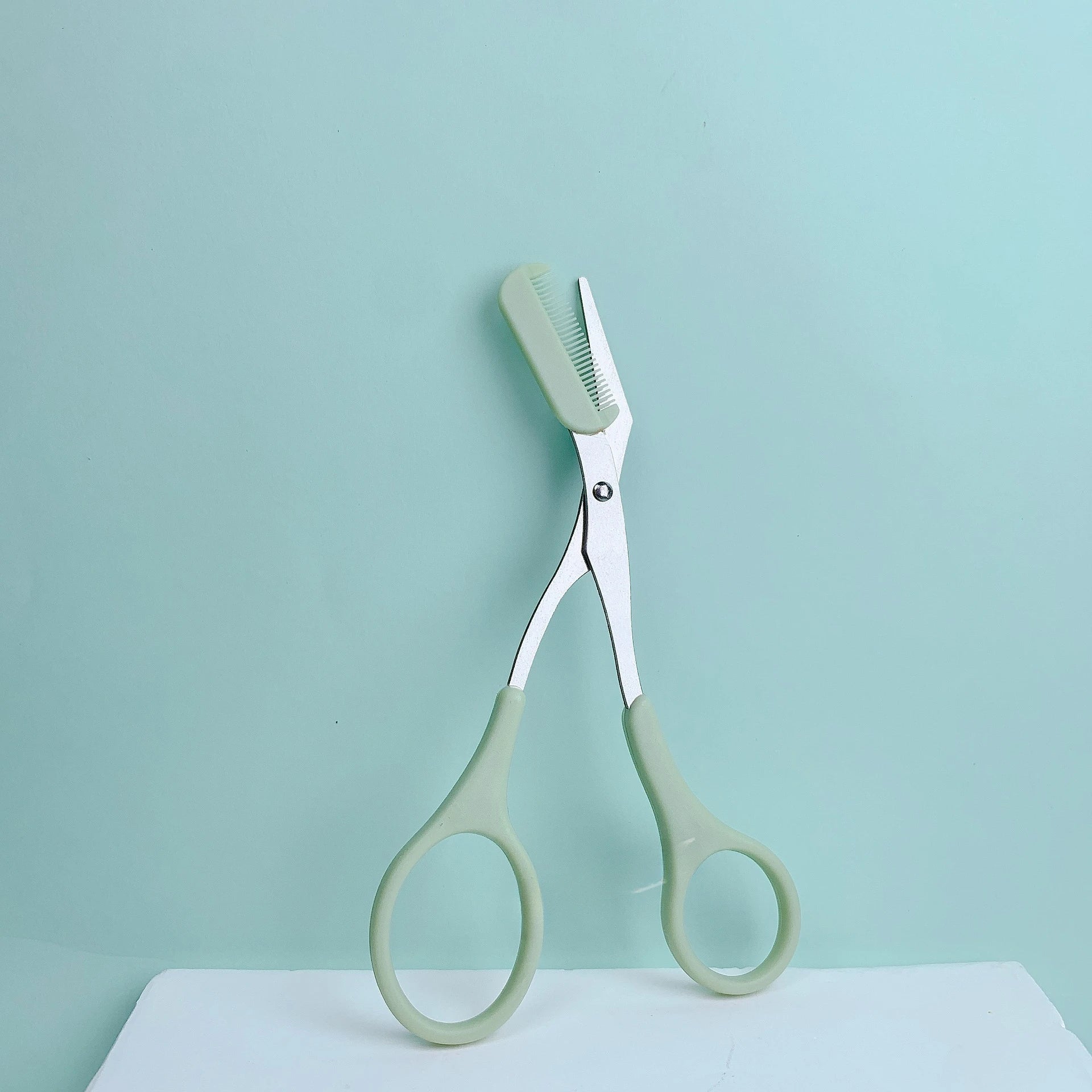 Eyebrow Trimming Scissors with Built-In Comb