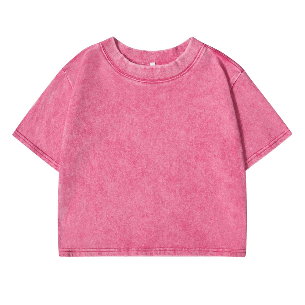Women's Vintage Washed Crop T-Shirt – Soft 100% Cotton Streetwear Tee