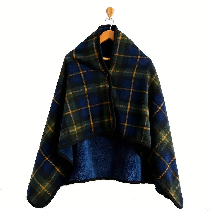 Wearable Flannel Shawl Blanket — Cozy Wrap for Home, Office & Travel