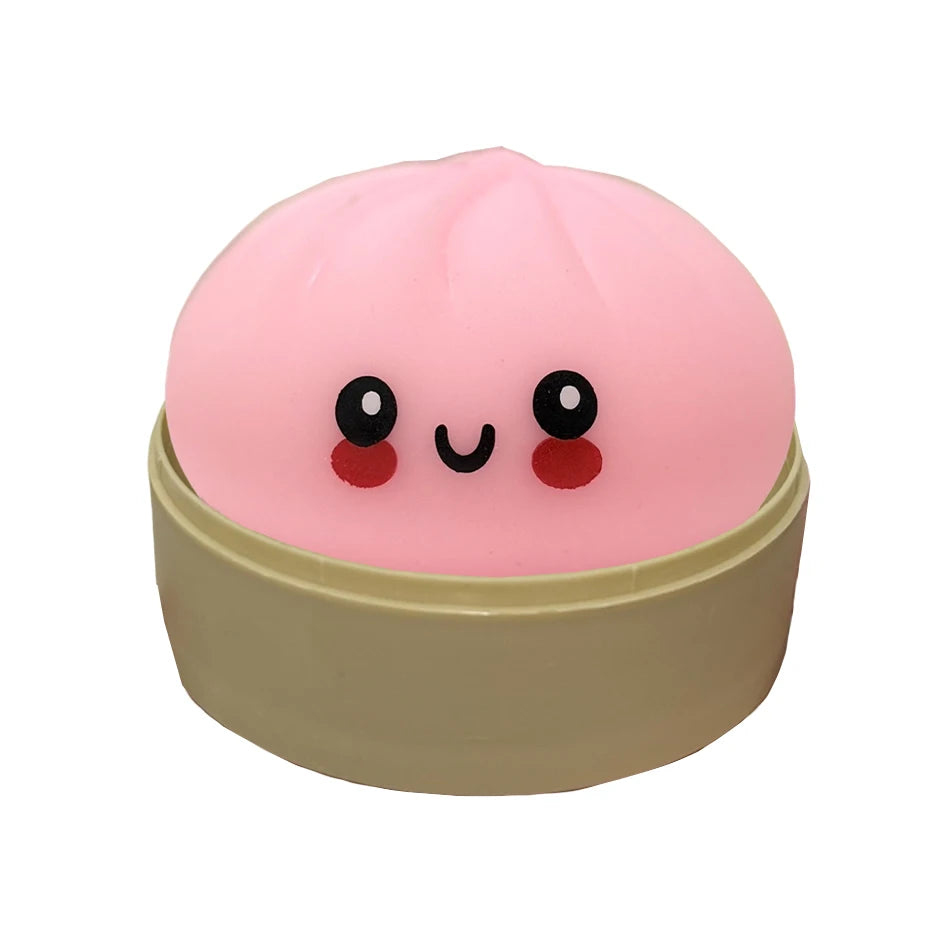 Giant Squishy Dumpling Stress Toy — Soft TPR with Bamboo Steamer