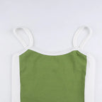 Women's Patchwork Knit Crop Cami Top – Sleeveless Backless Summer Tank
