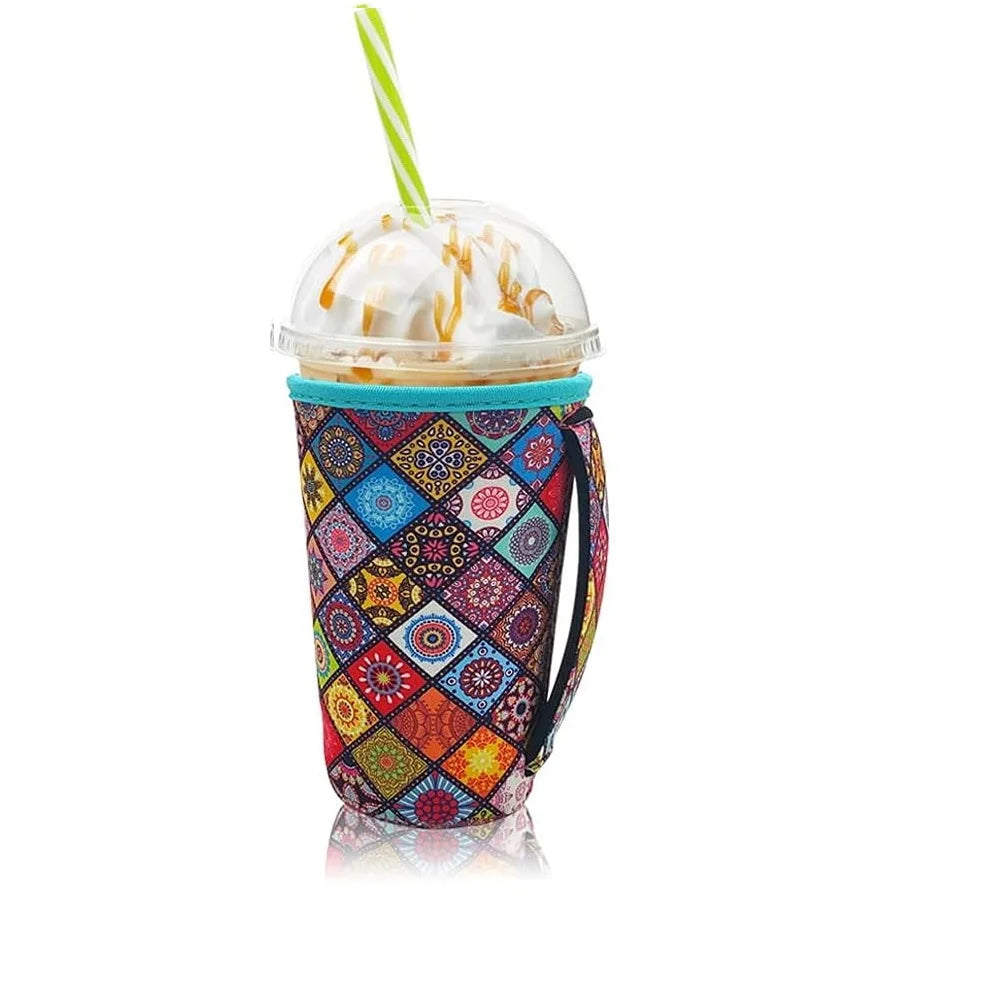 Neoprene Iced Coffee Sleeve with Handle – Fits 30–32oz Cups