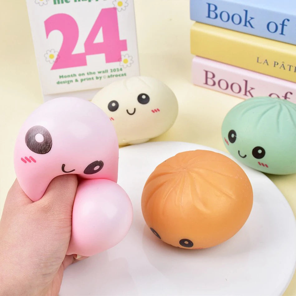 Giant Squishy Dumpling Stress Toy — Soft TPR with Bamboo Steamer