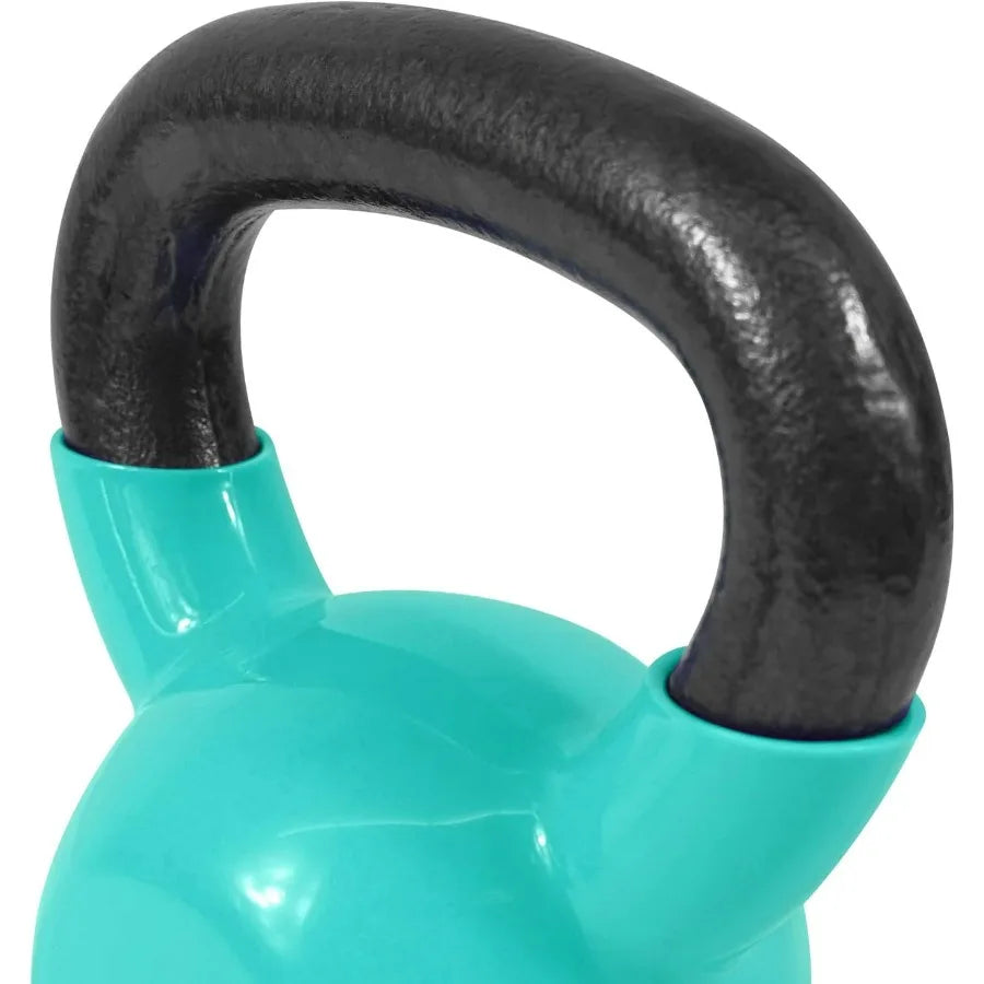 Vinyl Coated Cast Iron Kettlebell Set – 5, 10 & 15 lb Full Body Strength Training