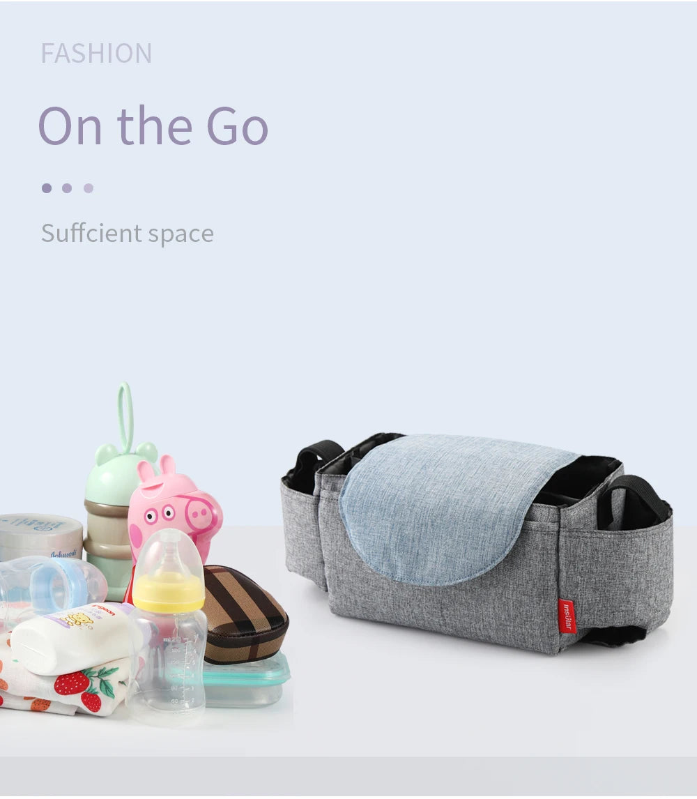 Insulated Diaper Bag with Bottle Warmer Pocket — Stroller-Ready Bag
