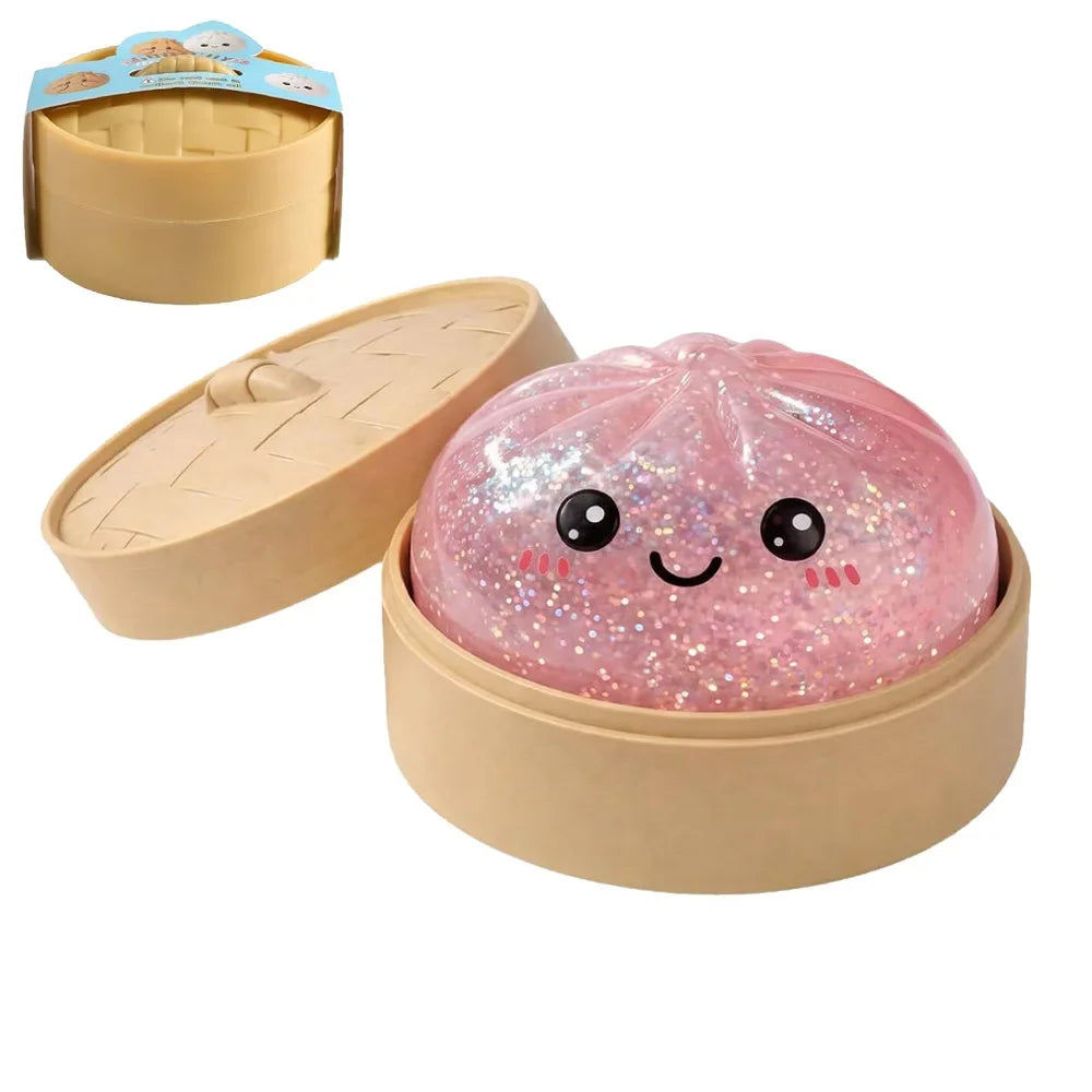 Halloween Ghost Dumpling Squishy Toy — Stress Relief Fidget with Steamer Set