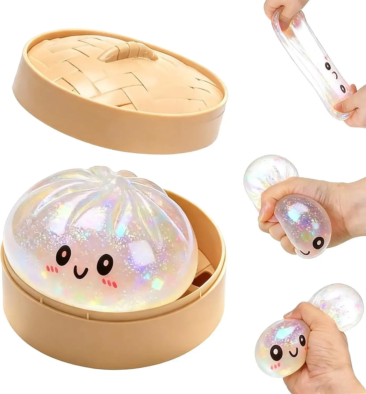 Halloween Ghost Dumpling Squishy Toy — Stress Relief Fidget with Steamer Set