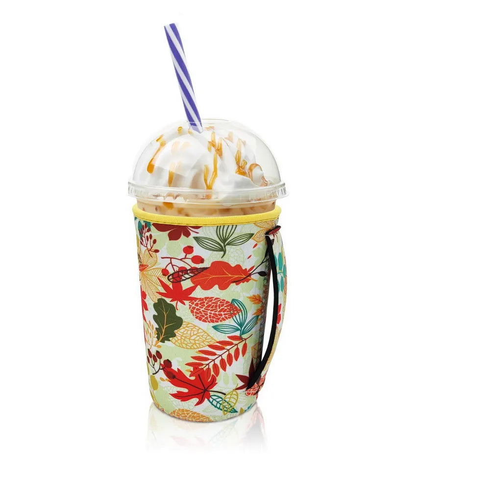 Neoprene Iced Coffee Sleeve with Handle – Fits 30–32oz Cups