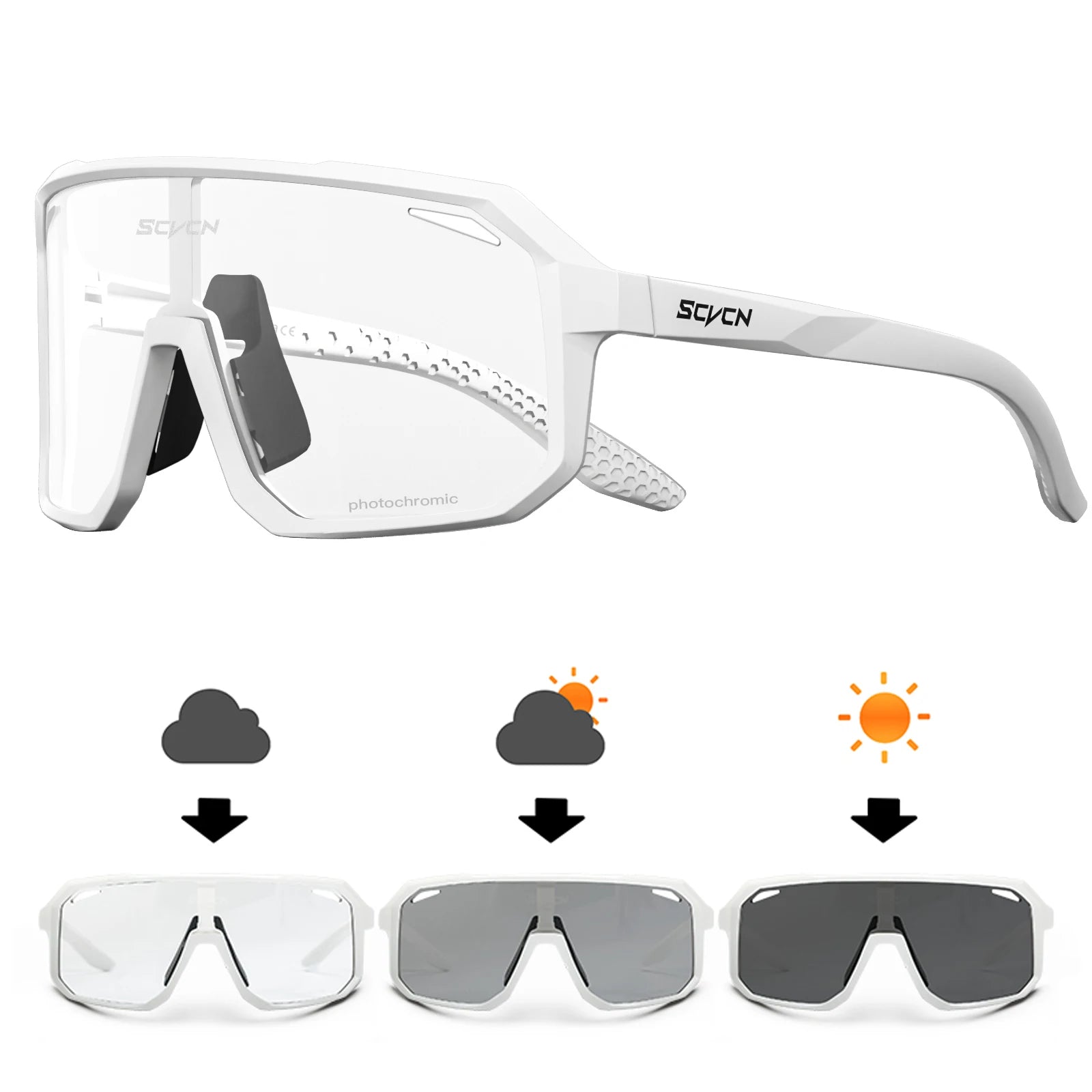 Photochromic Cycling Sunglasses — UV400 Protection, TR-90 Frame, Unisex Sports Eyewear