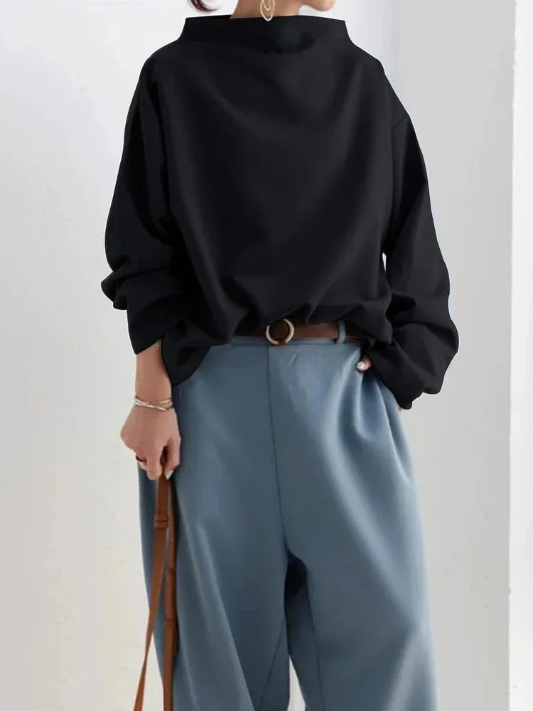 Women's Loose Turtleneck Long Sleeve Top