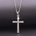 Cross Rhinestone Pendant Necklace
