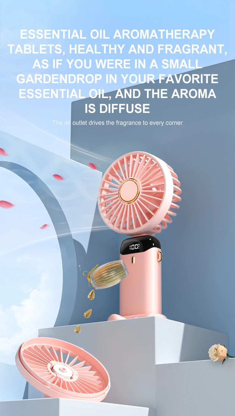Portable Neck Fan with Phone Stand & LED Display