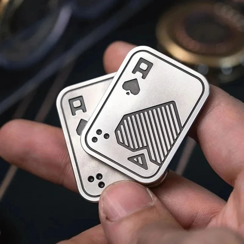 Metal Play Cards and Skull Push Slider EDC Fidget Toy