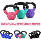 Vinyl Coated Cast Iron Kettlebell Set – 5, 10 & 15 lb Full Body Strength Training