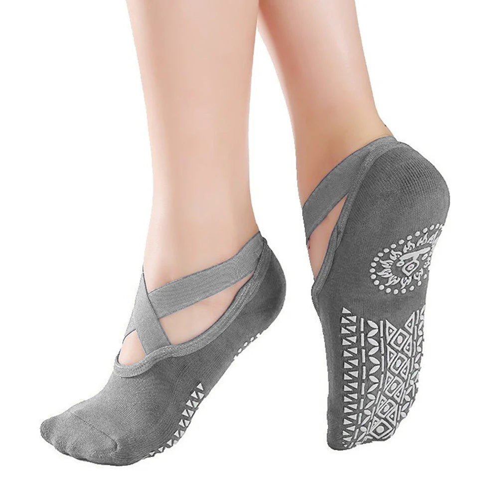Women's Non-Slip Yoga & Pilates Grip Socks – Cotton Anti-Slip Barre Socks