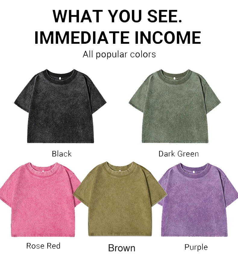 Women's Vintage Washed Crop T-Shirt – Soft 100% Cotton Streetwear Tee