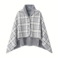 Wearable Flannel Shawl Blanket — Cozy Wrap for Home, Office & Travel
